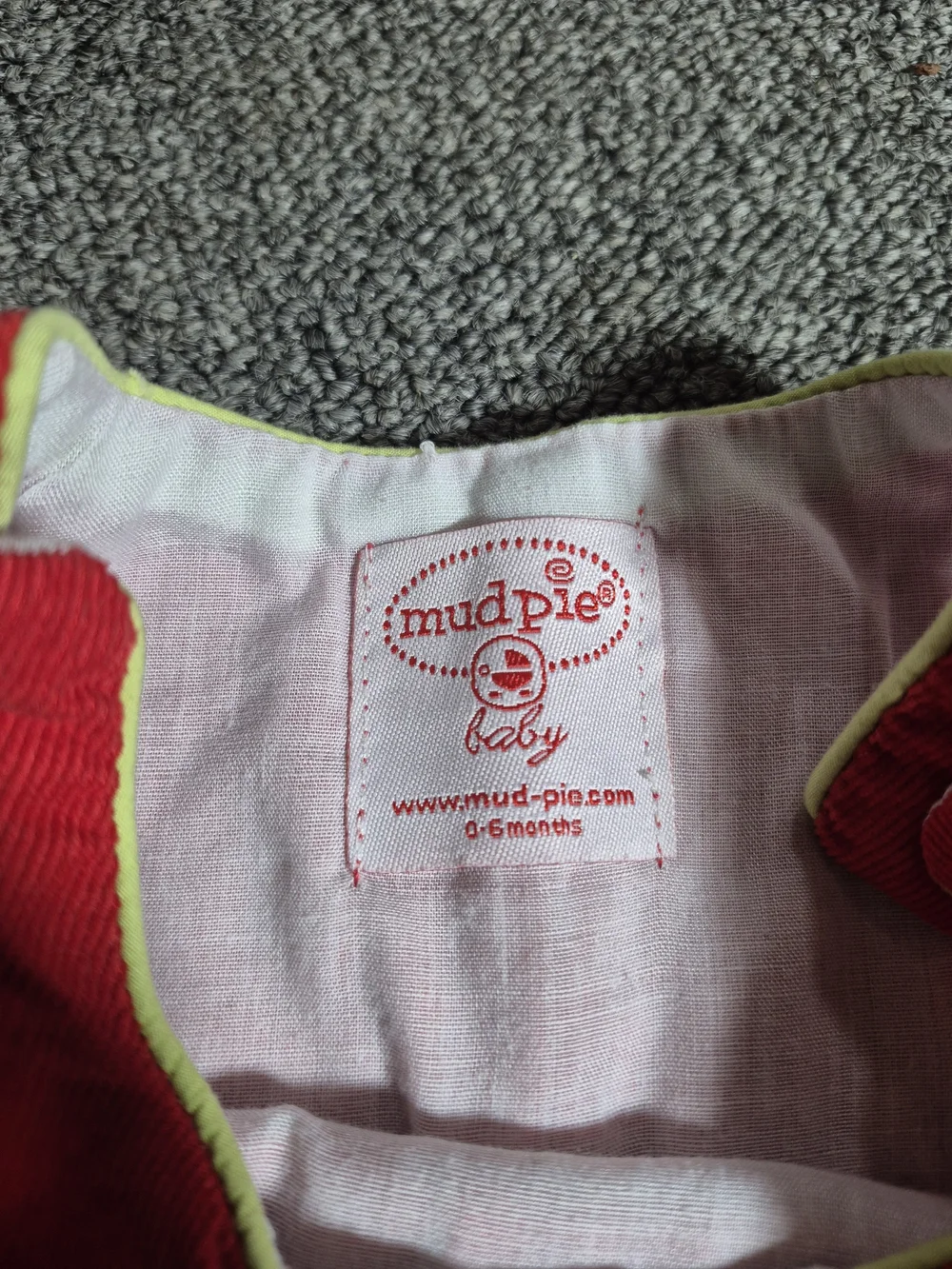Mud Pie Baby Christmas Corduroy Romper 0-6 Months Red Green Monogram E